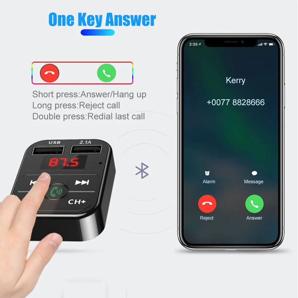 Car Bluetooth 5.0 FM Transmitter Wireless Adapter by Anti Spier