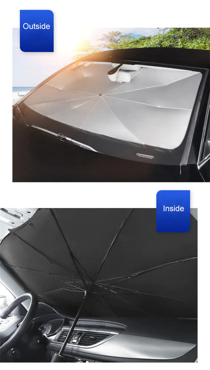 57" Car Windshield Sun Shade Foldable Umbrella Front Window Cover Visor Umbrella by Anti Spier