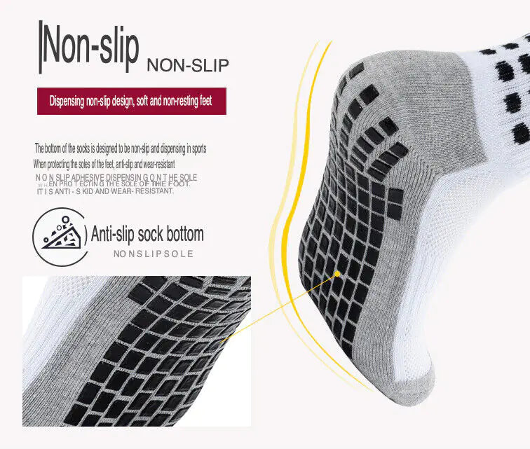3 Pair Sport Socks Anti Slip W/ Grip Soccer Men Football Basketball Sock Premium by Anti Spier
