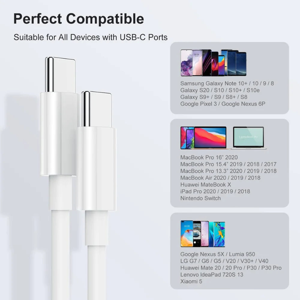 2pack 3FT Type-C to Type-C Fast Charger Cable by Anti Spier