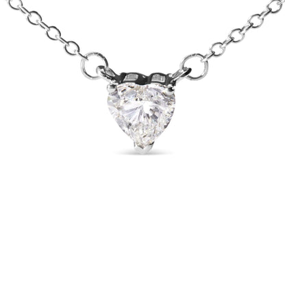14K White Gold 1.0 Cttw Lab Grown Diamond Heart Shape Solitaire Pendant Necklace (F-G Color, VS1-VS2 Clarity) by Anti Spier