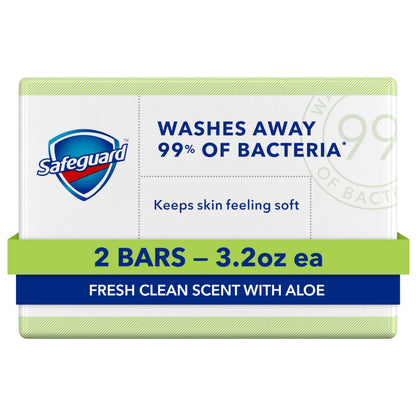 Safeguard Micellar Deep Cleansing Bath Bar Soap, Washes Away 99 Percent of Bacteria, Leaves Skin Soft, Fresh Clean Scent with Aloe, 3.2 oz (2 Count) 2 Count (Pack of 1) by Anti Spier