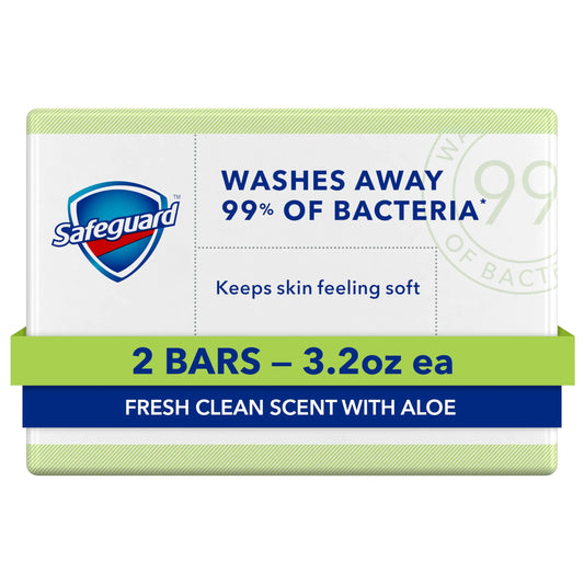Safeguard Micellar Deep Cleansing Bath Bar Soap, Washes Away 99 Percent of Bacteria, Leaves Skin Soft, Fresh Clean Scent with Aloe, 3.2 oz (2 Count) 2 Count (Pack of 1) by Anti Spier