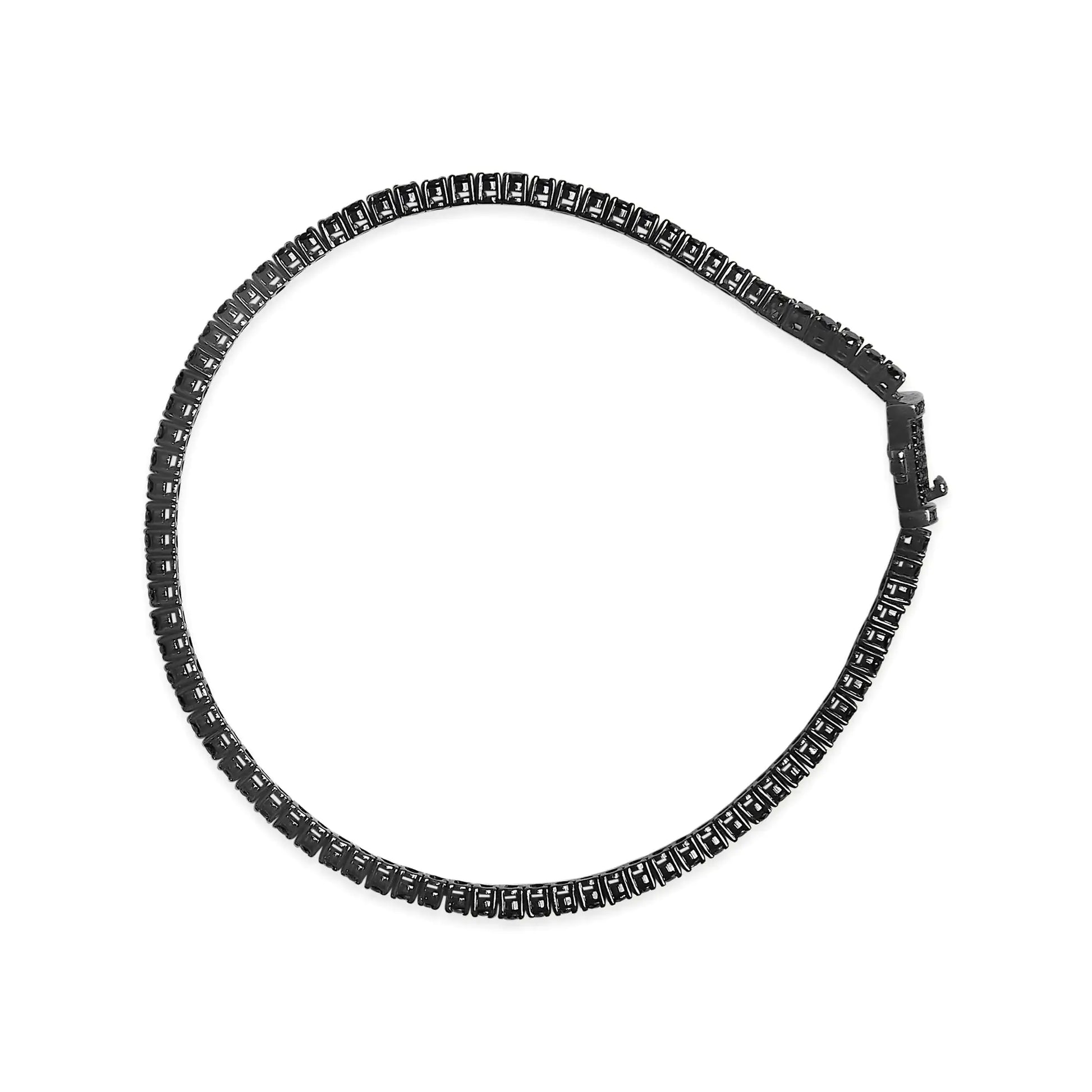 Black Rhodium Plated .925 Sterling Silver 5.00 Cttw Black Diamond Tennis Bracelet (Black Color, I2-I3 Clarity) - 8.5 Inches by Anti Spier