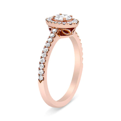18K Rose Gold 1/2 Cttw Composite Marquise Composite Diamond Oval Shaped Halo Engagement Ring (F-G Color, VS1-VS2 Clarity) by Anti Spier