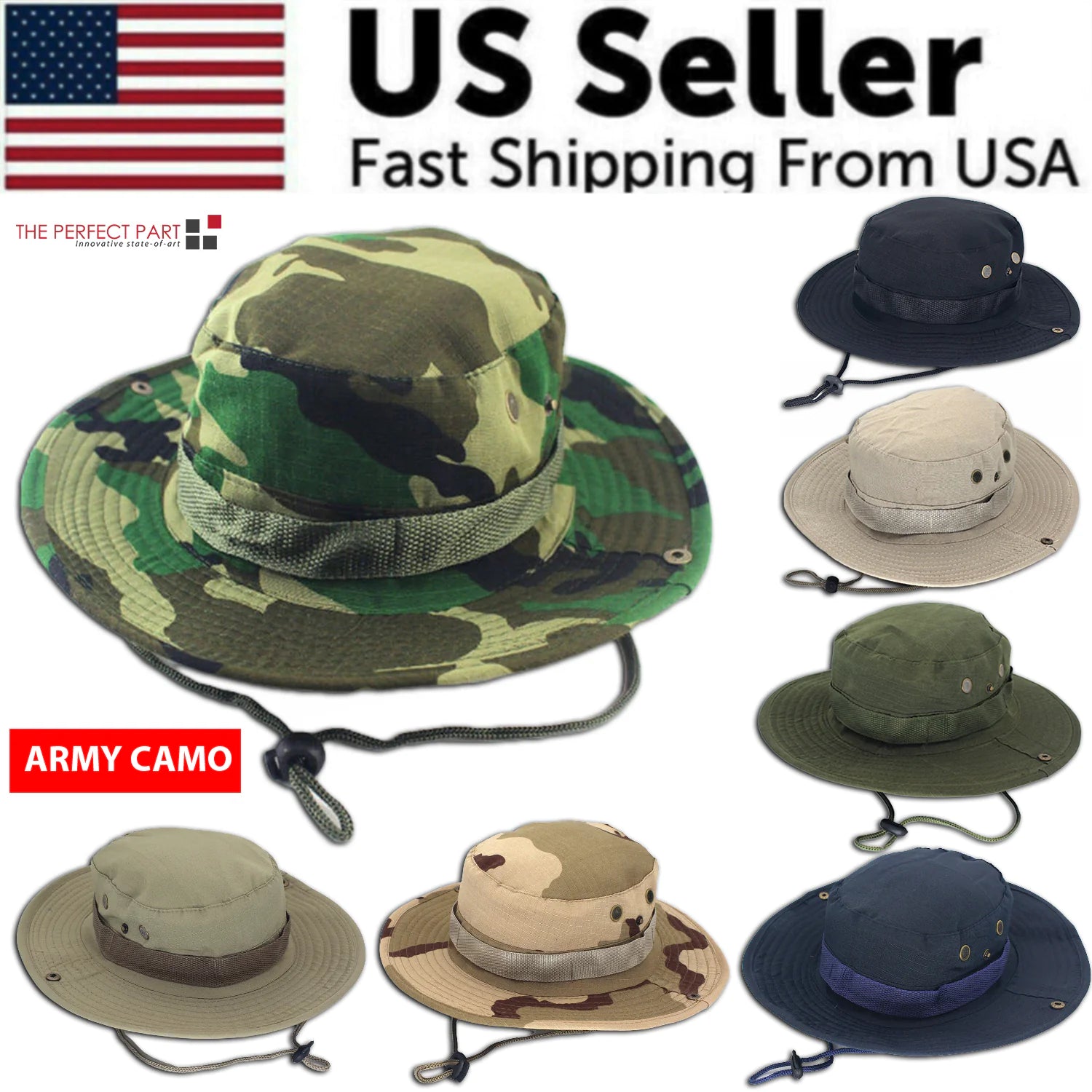 Boonie Bucket Hats Outdoor Fishing Hunting Wide Brim Mesh Camo Safari Sun Cap by Anti Spier