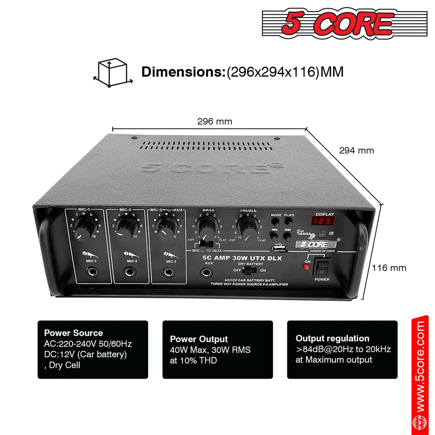 5Core Amplifier Home Audio Stereo Receiver PA Speaker Microphone Surround Sound Amp by Anti Spier