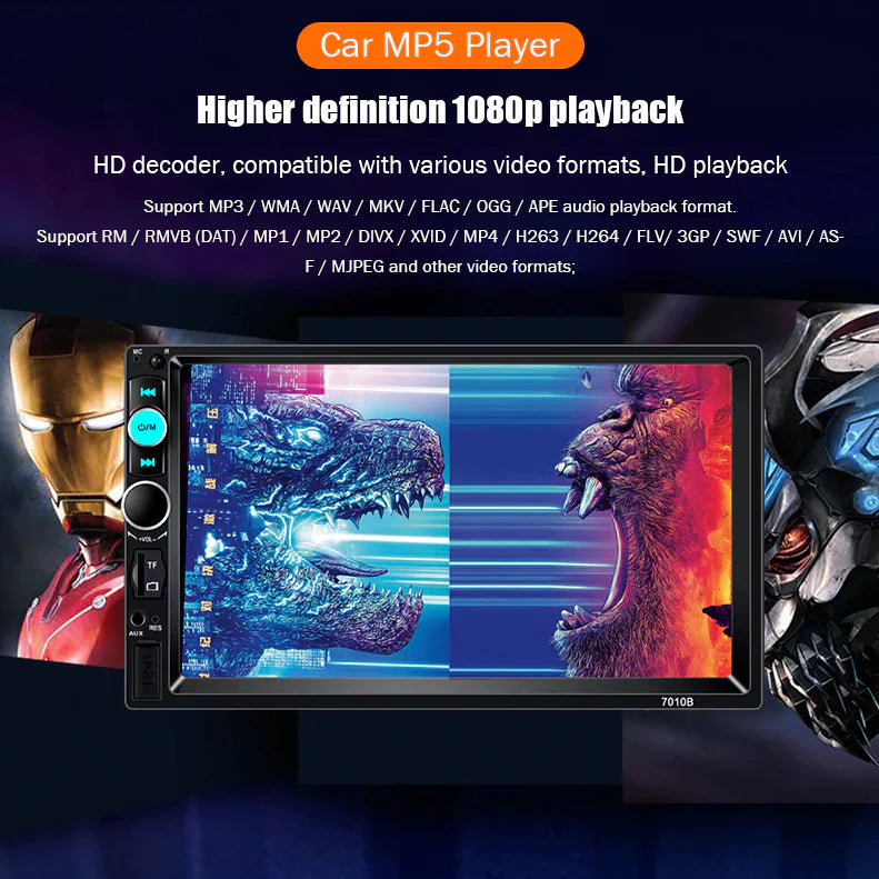 7" Double 2 DIN Car MP5 Player Bluetooth Touch Screen Stereo Radio With Camera by Anti Spier