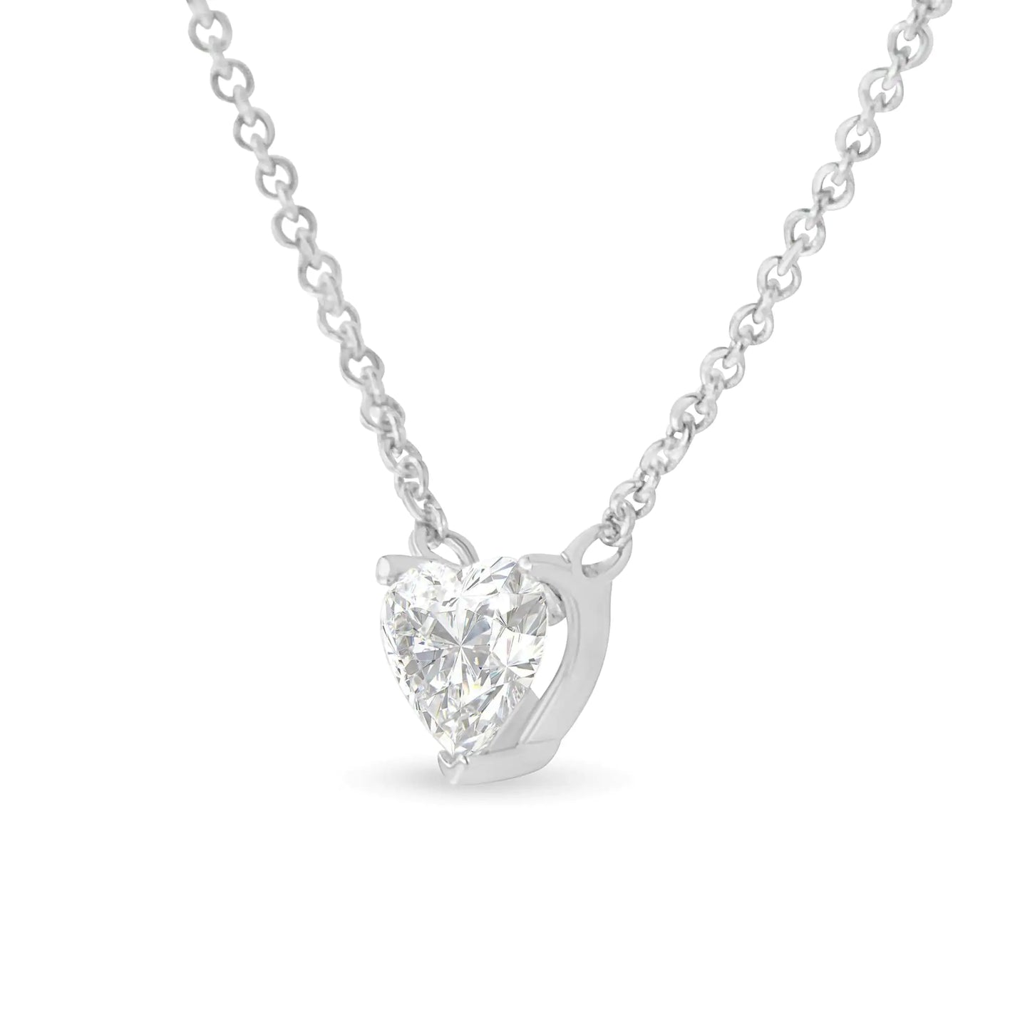 14k White Gold 1/4 Cttw Lab Grown Heart Shape Diamond Solitaire 18" Pendant Necklace (E-F Color, SI1-SI2 Clarity) by Anti Spier