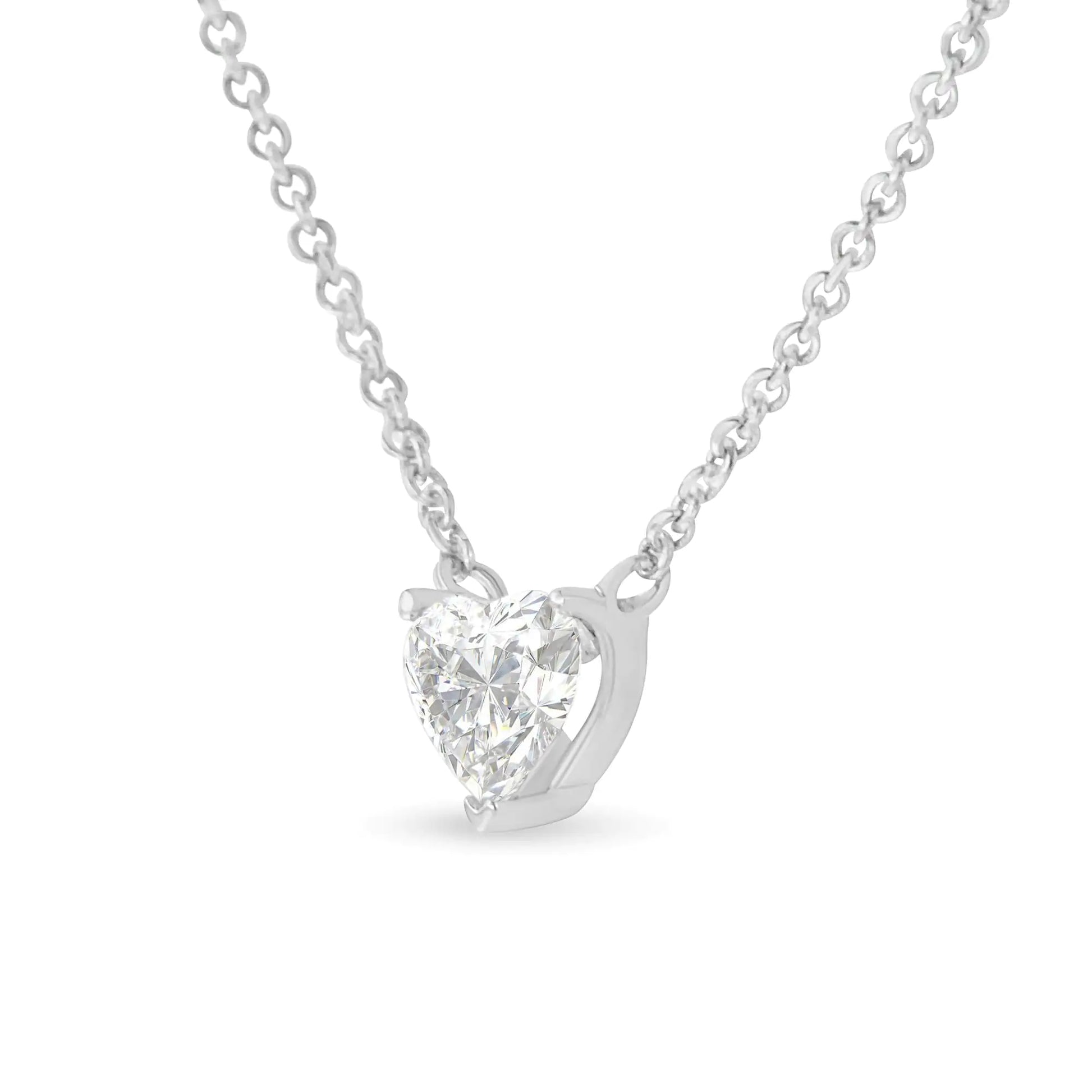 14k White Gold 1/4 Cttw Lab Grown Heart Shape Diamond Solitaire 18" Pendant Necklace (E-F Color, SI1-SI2 Clarity) by Anti Spier