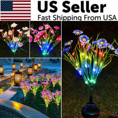 Solar Garden Lights LED Flower Stake Lamp Outdoor Yard Waterproof Patio Decor by Anti Spier