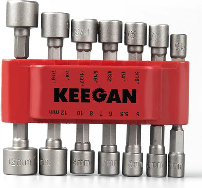 14 PCS Power Nut Driver Bit Set Quick Change MM & SAE Impact 1/4" Hex Shank USA by Anti Spier