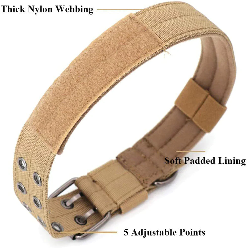 2" Wide Tactical Heavy Duty Nylon Large Dog Collar K9 Military With Metal Buckle by Anti Spier