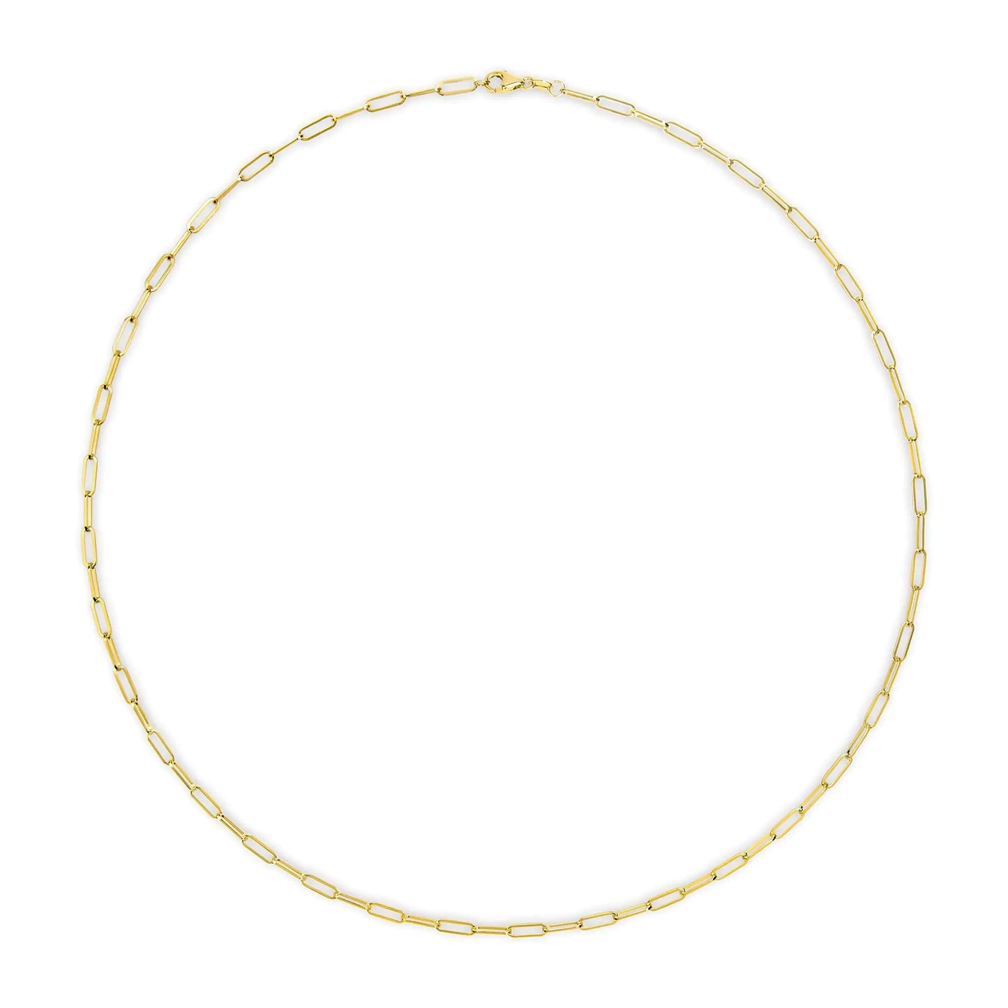 Unisex Solid 14K Gold 2.5mm Paperclip Chain Necklace by Anti Spier