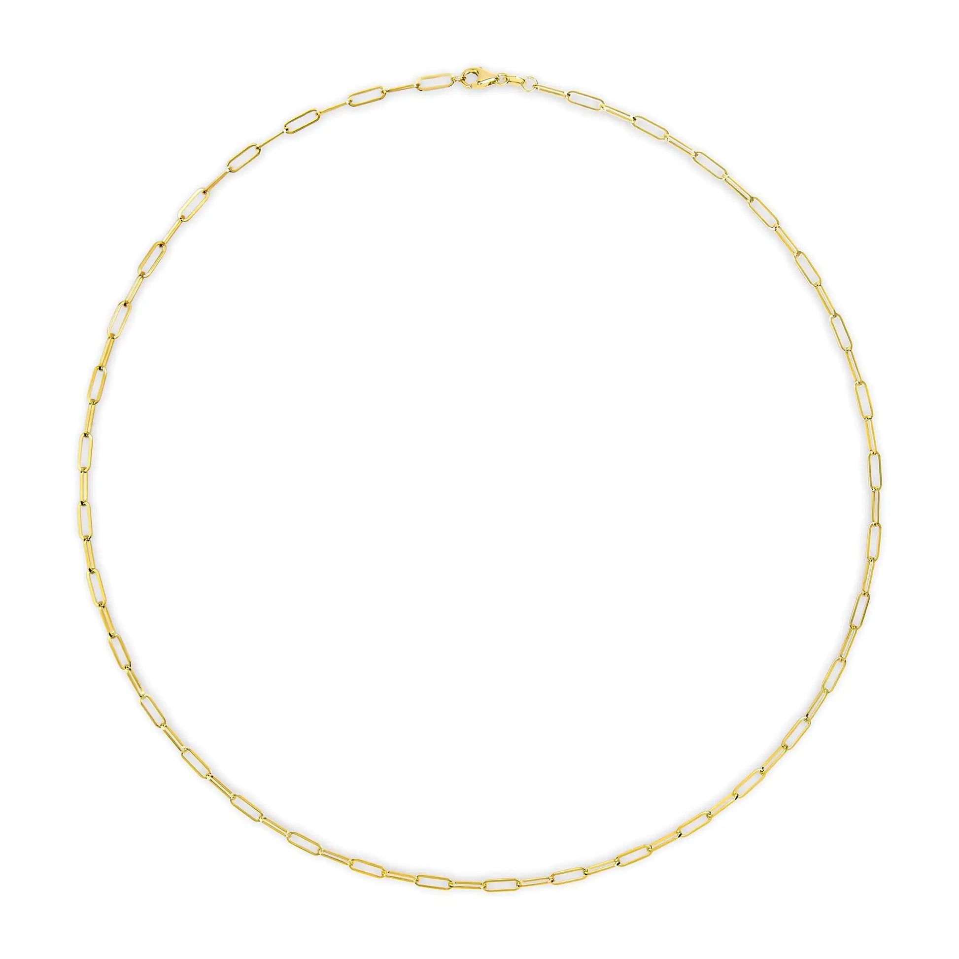 Unisex Solid 14K Gold 2.5mm Paperclip Chain Necklace by Anti Spier