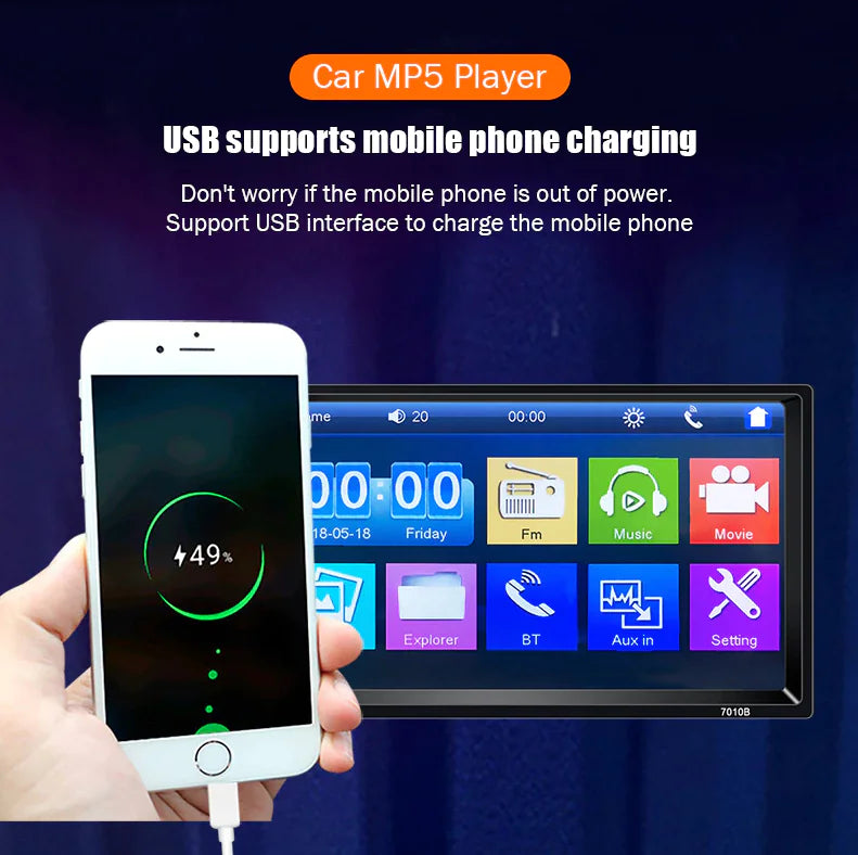 7" Double 2 DIN Car MP5 Player Bluetooth Touch Screen Stereo Radio With Camera by Anti Spier