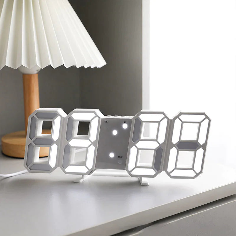 Digital 3D LED Big Wall Desk Alarm Clock Snooze 12/24 Hours Auto Brightness USB by Anti Spier