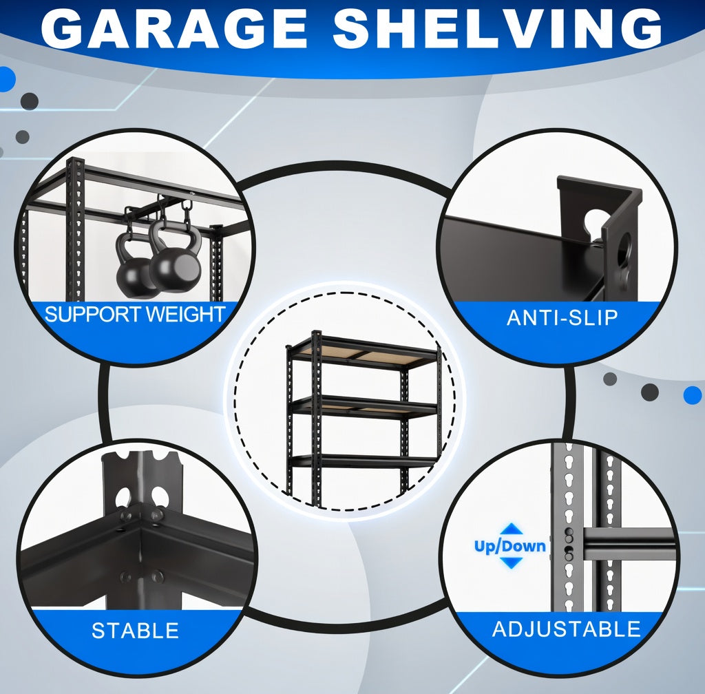 5-Tier Heavy Duty Metal Storage Shelves, Shelving Units, Adjustable Racks by Anti Spier