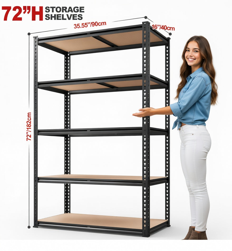 5-Tier Heavy Duty Metal Storage Shelves, Shelving Units, Adjustable Racks by Anti Spier