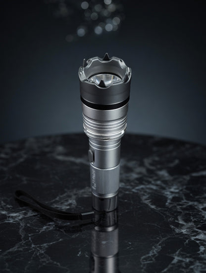 Silver Safety Flashlight Stun Shock Rechargeable Super Bright LED with Holster by Anti Spier