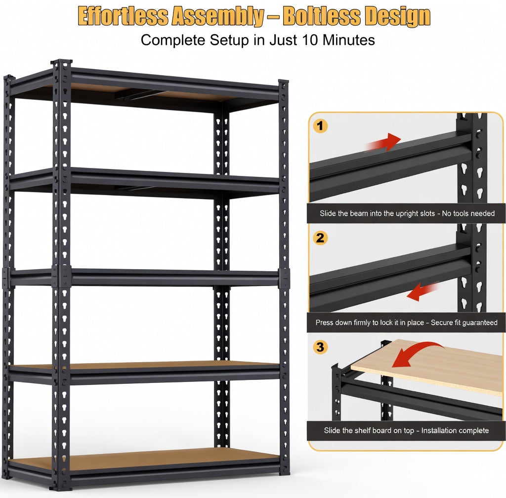 5-Tier Heavy Duty Metal Storage Shelves, Shelving Units, Adjustable Racks by Anti Spier