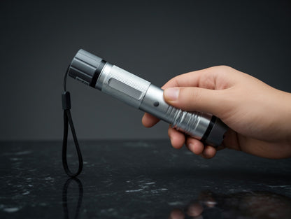 Silver Safety Flashlight Stun Shock Rechargeable Super Bright LED with Holster by Anti Spier