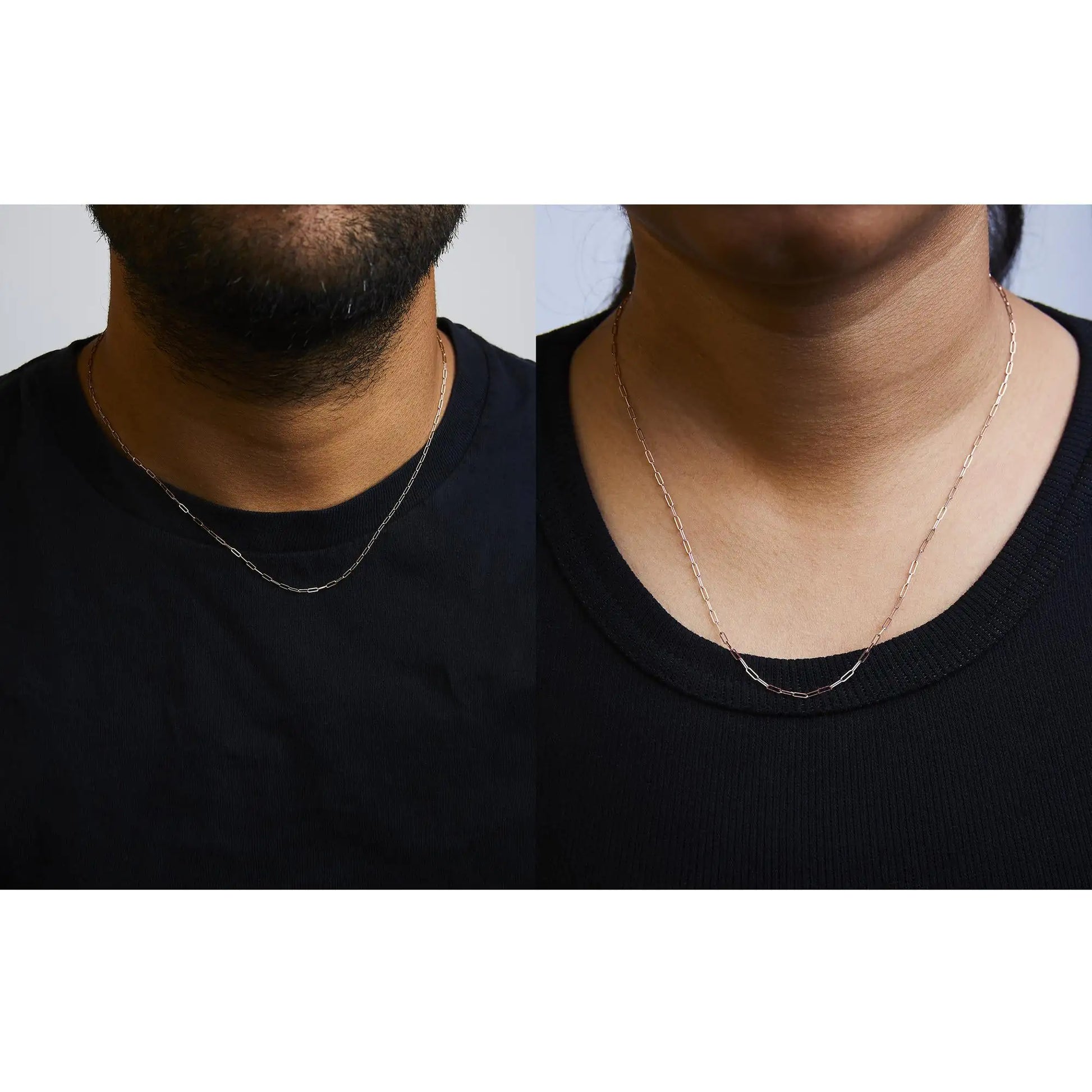 Unisex Solid 14K Gold 1.5mm Paperclip Chain Necklace - Choice of Length and Metal Color by Anti Spier