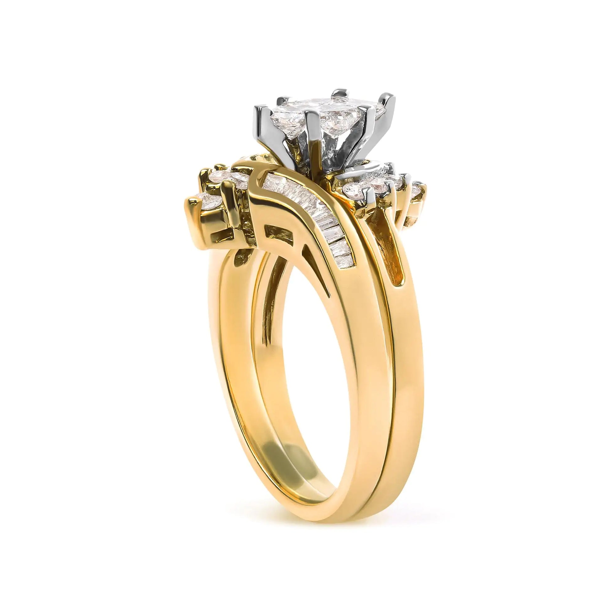 14K Two Tone 3/4 Cttw Diamond Engagement Ring Set (H-I Color, SI1-SI2 Clarity) by Anti Spier