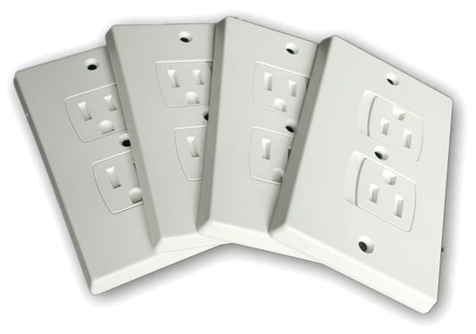 Self-Closing Electrical Wall Outlet Covers for Baby Proofing Premium Plastic Standard-Size Child Proof Outlet Cover 4.6 x 3 Inches Pack of 4 White - Wonderkid by Anti Spier