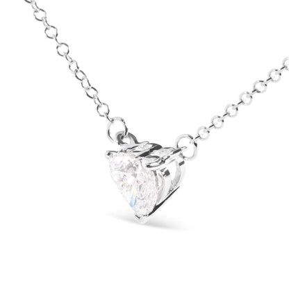 14K White Gold 1.0 Cttw Lab Grown Diamond Heart Shape Solitaire Pendant Necklace (F-G Color, VS1-VS2 Clarity) by Anti Spier