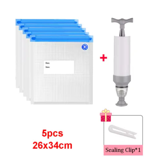 Reusable Vacuum Sealer Bag Kitchen Food Storage Zipper Bag Air Valve Pump Seal Vegetables Meat Snack Sealer Fresh Keeping Bag by Anti Spier