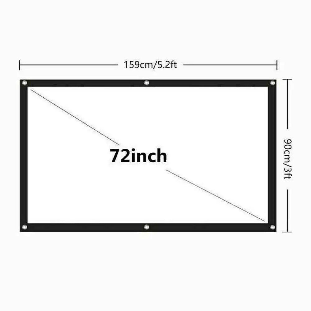 Portable Foldable Projector Screen 16:9 HD Outdoor Home Cinema Theater 3D Movie by Anti Spier