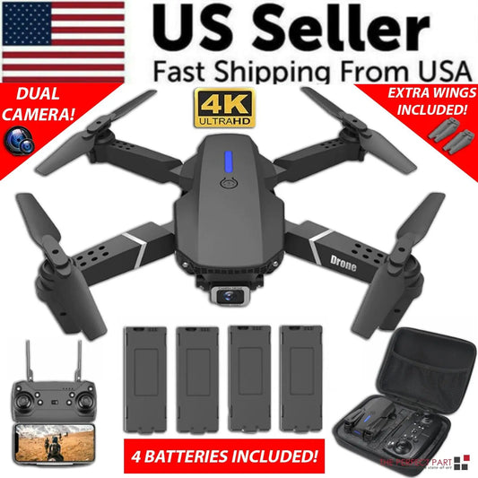 2023 New RC Drone With 4K HD Dual Camera WiFi FPV Foldable Quadcopter +4 Battery by Anti Spier