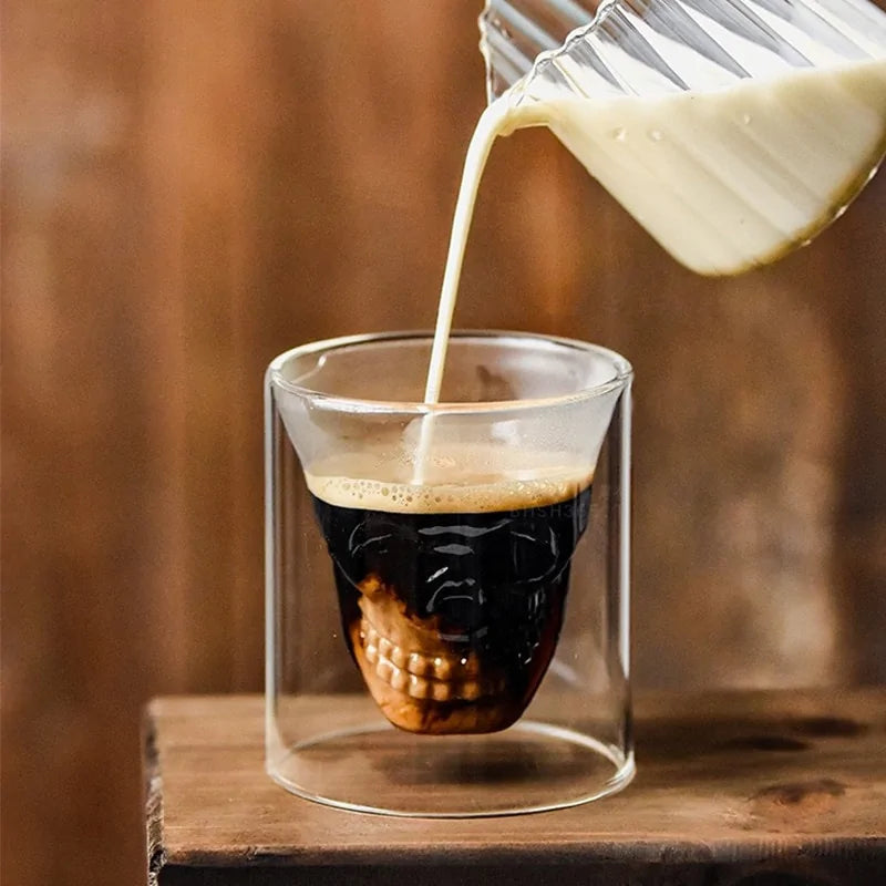Double Layered Glass Skull Coffee Mug by Anti Spier