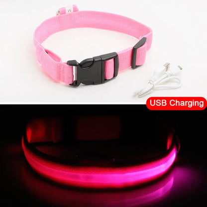 LED Dog Collar - Anti-Lost Rechargeable Safety Light-Up Collar for Night Walks by Anti Spier