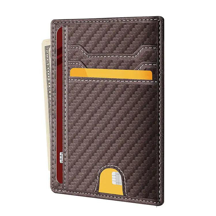Leather Slim Wallet Credit Card Holder RFID Blocking Pocket ID Money USA by Anti Spier