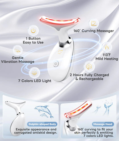 7 Color Light Based Multifunctional Facial Massager, Face Massager Tool for Skin Care at Home, Glossy White by Anti Spier
