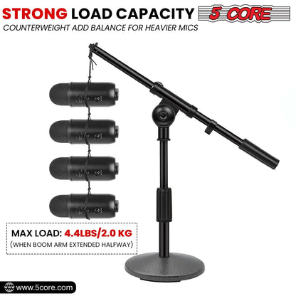 5Core Round Base Desktop Mic Stand Universal Desk Microphone Holder Table Top Stands BLACK by Anti Spier
