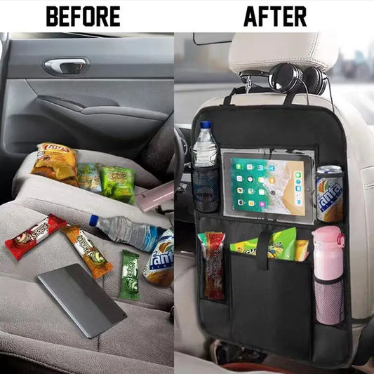 Car Seatback Organizer with Cup Holder - Travel Accessory by Anti Spier
