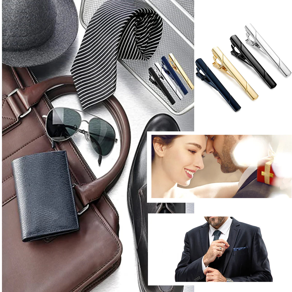 4PCS Mens Stainless Steel Tie Clip Necktie Bar Clasp Clamp Pin Gold Black Silver by Anti Spier