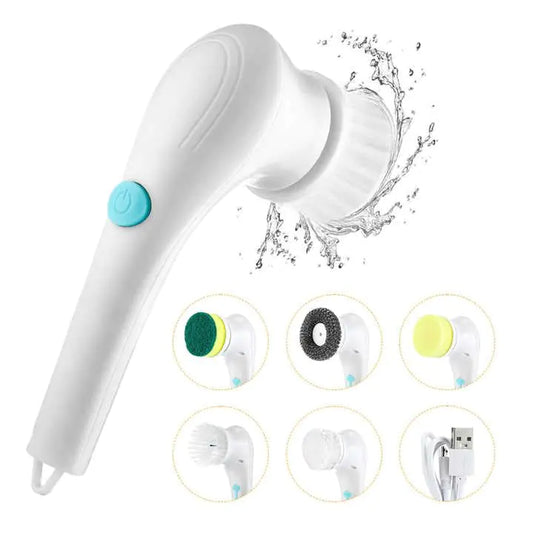 Electric Spin Scrubber with 5 Brush Heads Cordless Cleaning Brush Tub Tile Scrubber for Home Scrubber for Cleaning Kitchen Window Sink Dish Grout Wall Bathtub by Anti Spier