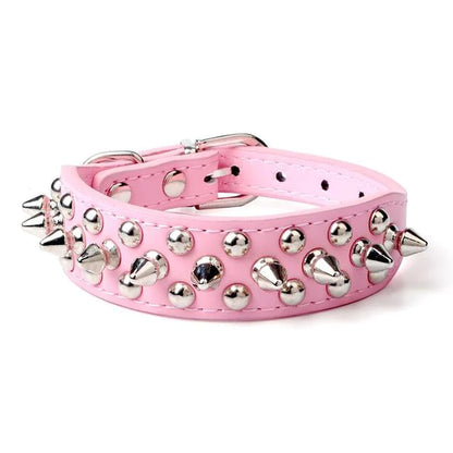 Spiked Studded Leather Dog Collar Rivets Pet Small Large Cat Pit Bull Adjustable by Anti Spier