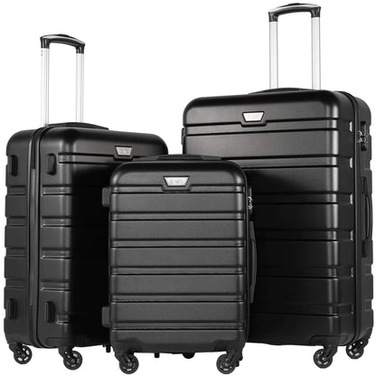 Coolife Luggage 3 Piece Set Suitcase Spinner Hardshell Lightweight TSA Lock (black, 3 piece set(20in24in28in)) black 20in24in28in by Anti Spier