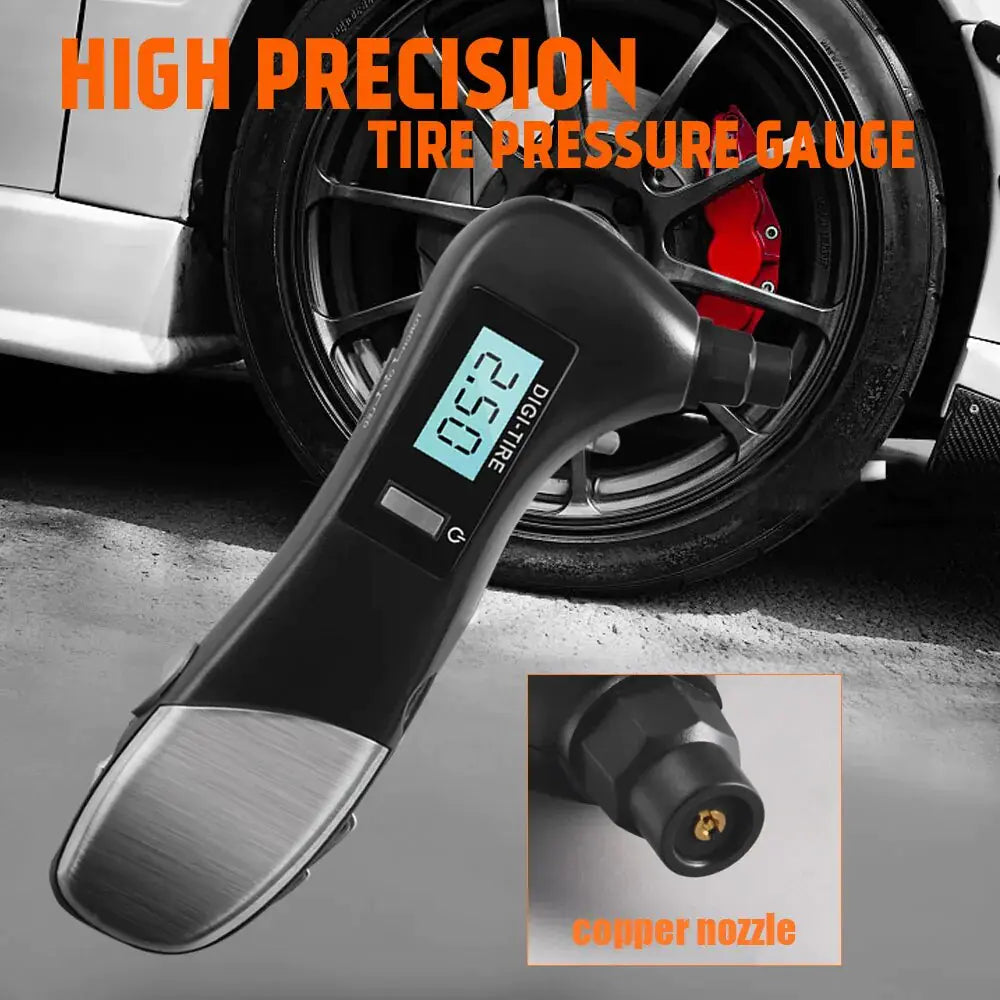 9 in 1 Digital Tire Pressure Alarm Gauge Multifunctional Tyre Pressure Sensor Tpms Systems w LED Flashlight Car Hammer by Anti Spier