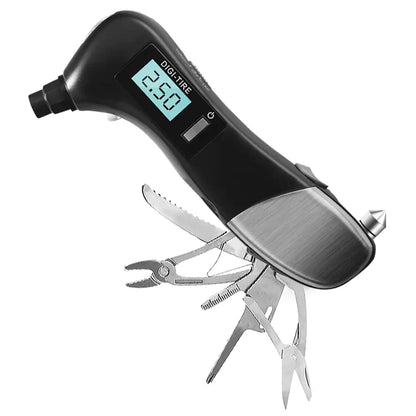 9 in 1 Digital Tire Pressure Alarm Gauge Multifunctional Tyre Pressure Sensor Tpms Systems w LED Flashlight Car Hammer by Anti Spier