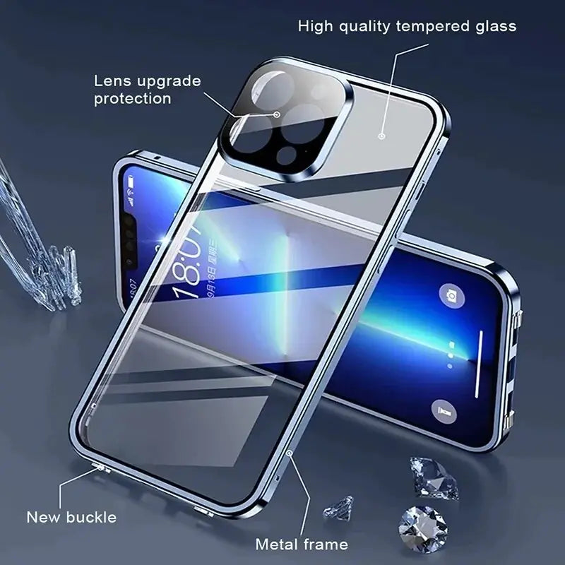 Double Sided Glass Snap Lock Case For iPhones by Anti Spier