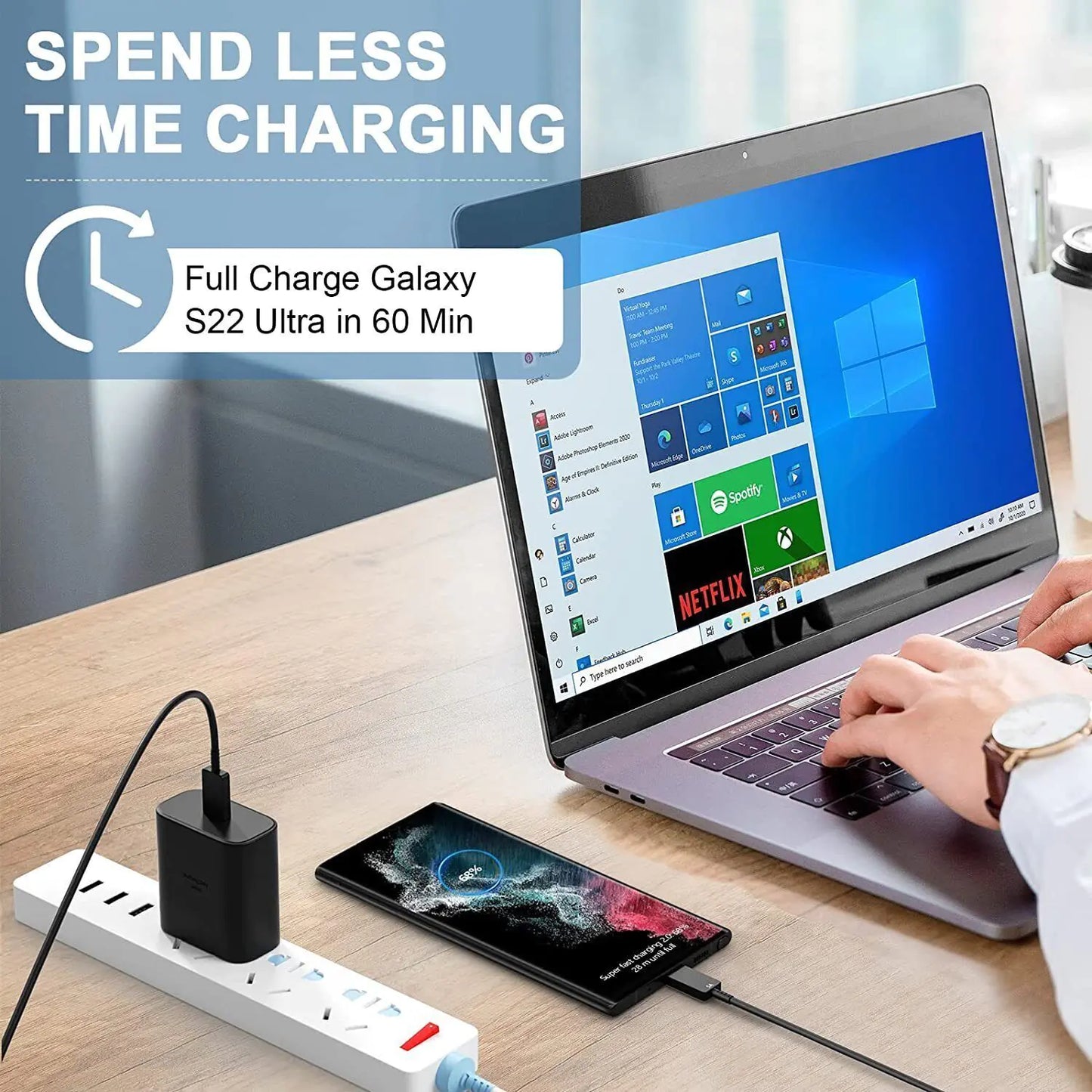 45W USB-C Super Fast Wall Charger + 6FT Cable For Samsung Galaxy S20 S21 S22 S23 by Anti Spier