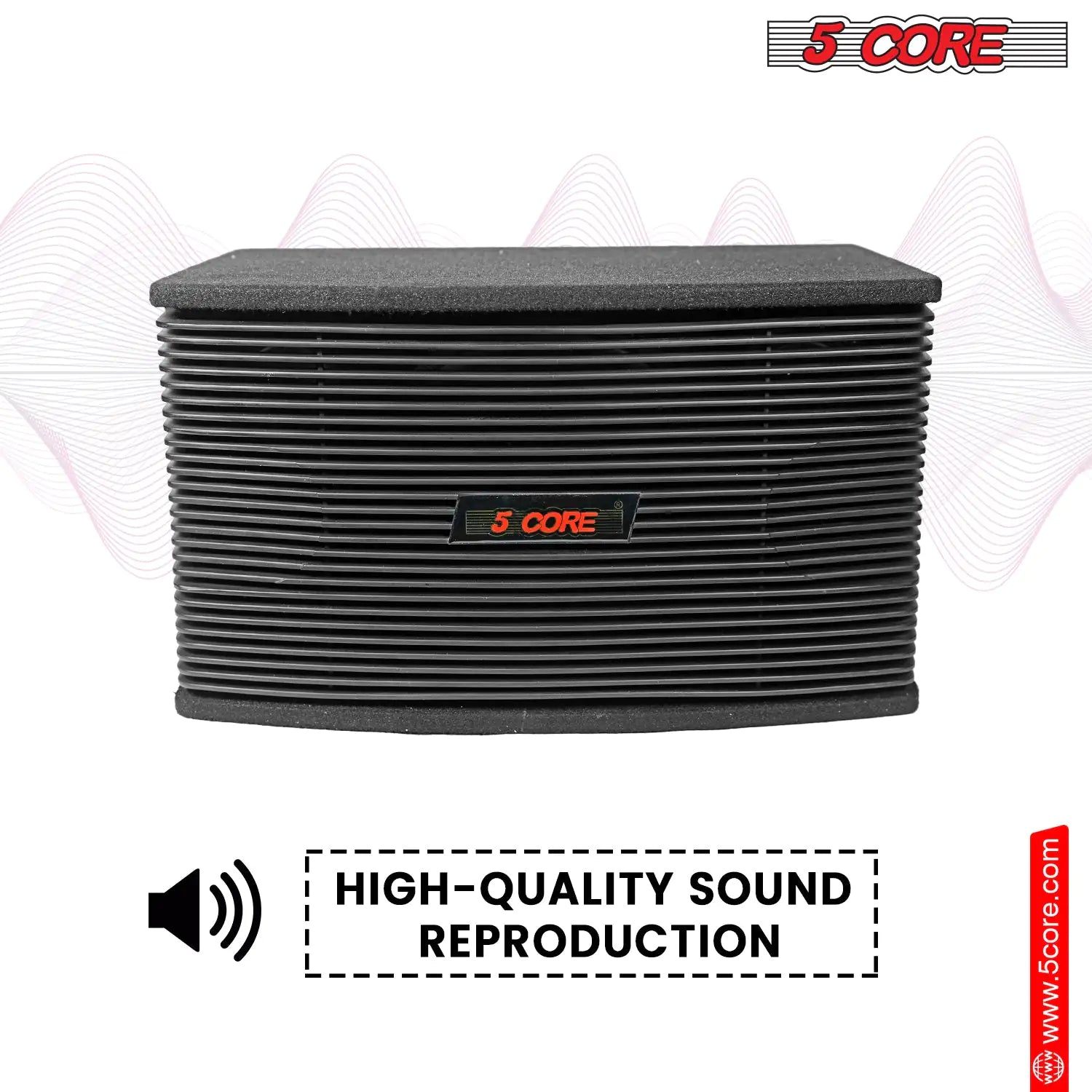 5Core Box Subwoofer for Car 1Pc Black 800W Peak Power 8 Inch Vented Trunk Speaker Woofer 8 Ohm by Anti Spier