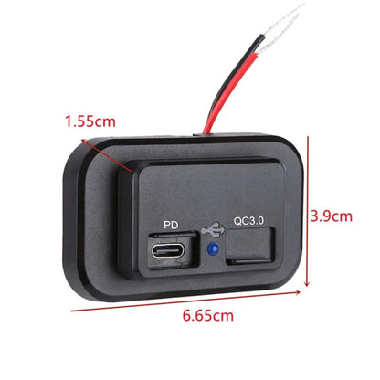 12-24V 4.8A Dual USB PD QC3.0 Car Boat RV Fast Charger Socket LED Power Outlet by Anti Spier