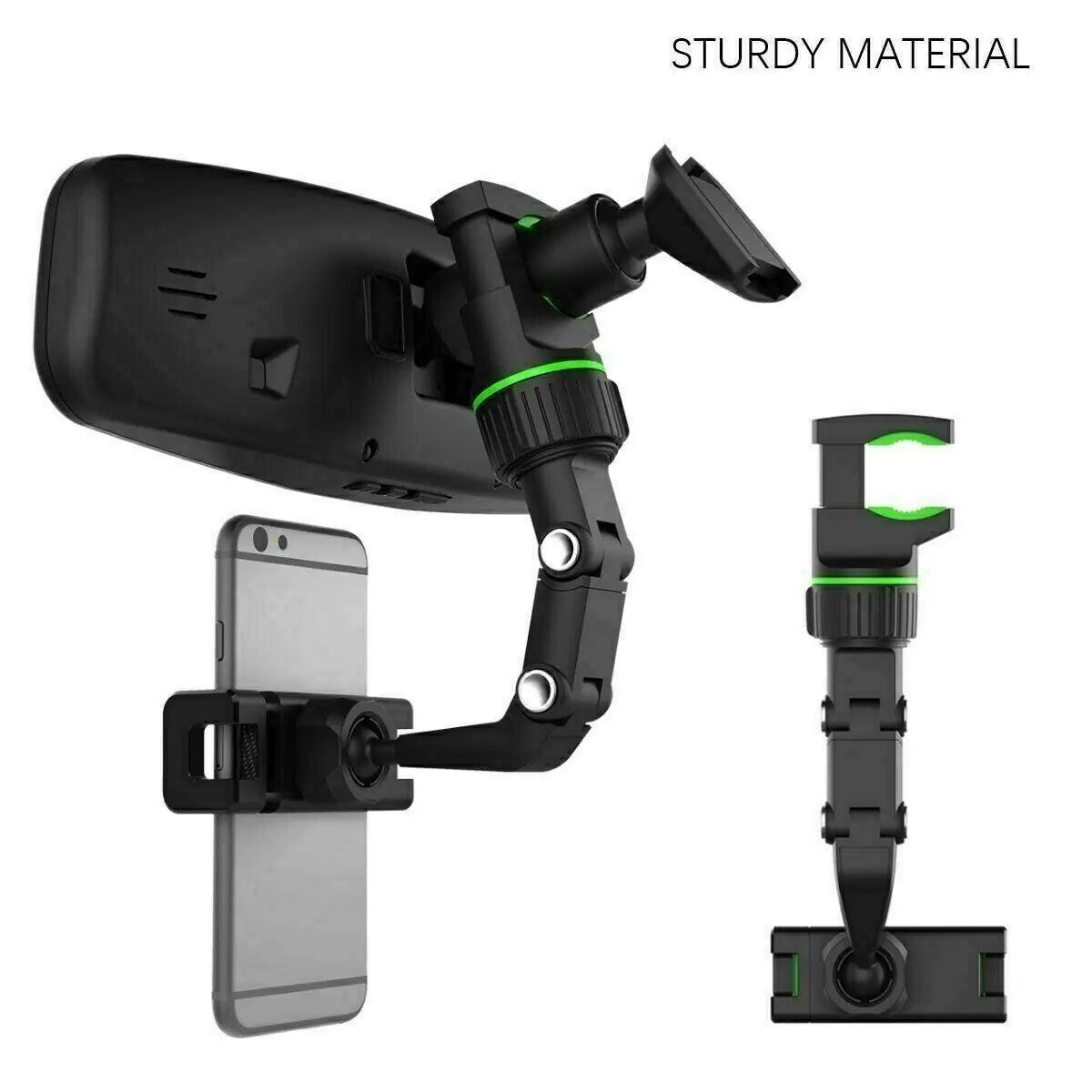 360° Car Rearview Mirror Rotation Adjustable Phone Holder Mount Multifunction by Anti Spier